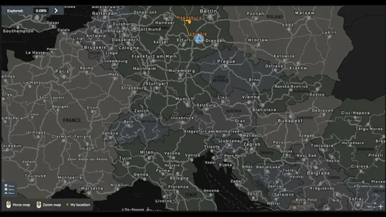 Country Name Map in Euro Truck Simulator 2