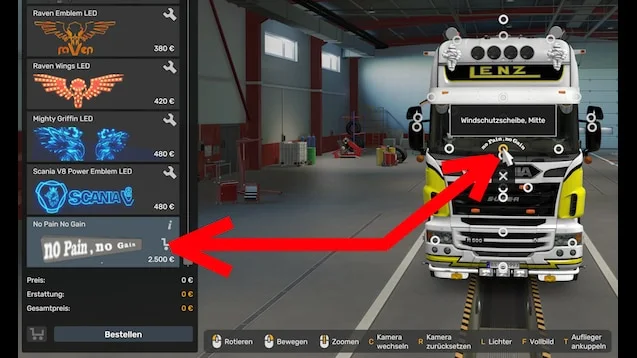 No Pain, No Gain Window Sticker for SCS Scania R2009 / Streamline screenshot 1