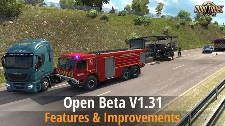 ETS2 Beta v1.31 (Power/air lines, Random Road events, 8x4 Scania R and S, New AI Vehicles)