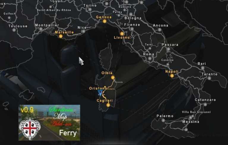 Ferry connections for Sardinia Map v 0.9 1.32