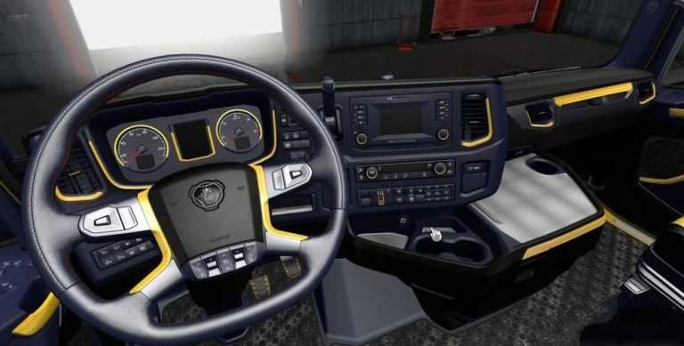 Scania R & S Blue Yellow Interior v 1.0