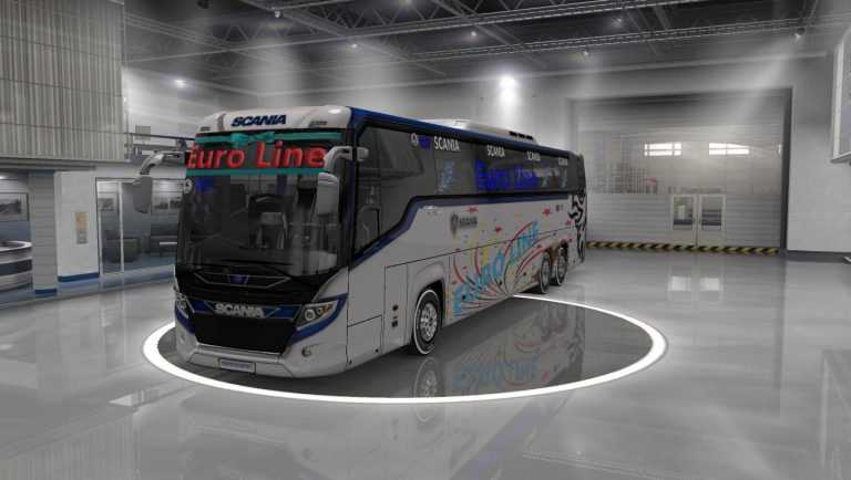 Scania touring new euro line skin with more addon 1.33