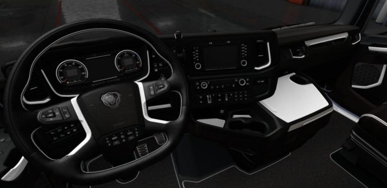 SCANIA S & R WHITE – BLACK INTERIOR 1.36.X MOD