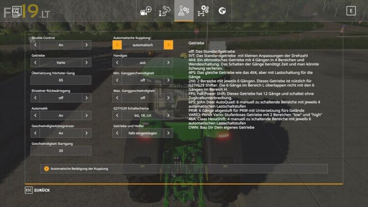 Vehicle Control Addon v 1.1.1 – FS19 mods / Farming Simulator 19 mods