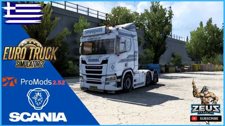 ETS2 1.40 Promods 2.52 Map Mod me Scania Sneeples kai GPS and Map Navigation Mod v.1.0 for