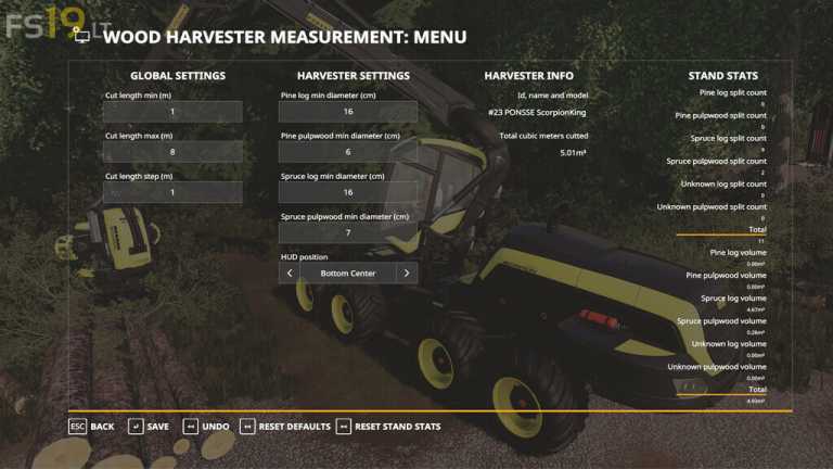 Wood Harvester Measurement v 1.0.0.1 – FS19 mods / Farming Simulator 19 mods
