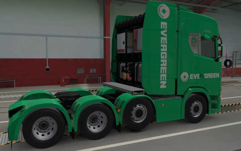 SKIN SCANIA S 2016 8X4 EVERGREEN GREEN BY RODONITCHO MODS 1.41 ETS2