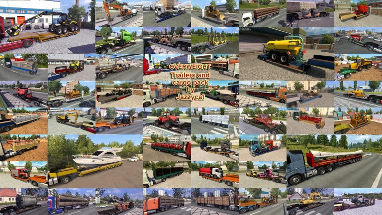 OVERWEIGHT TRAILERS AND CARGO PACK BY JAZZYCAT V10.8.1 ETS2