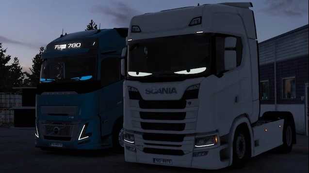 Animated LED Window Eyes v1.4 for ETS2 1.57